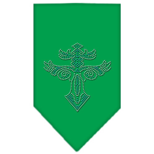 Warriors Cross Rhinestone Bandana Emerald Green Large